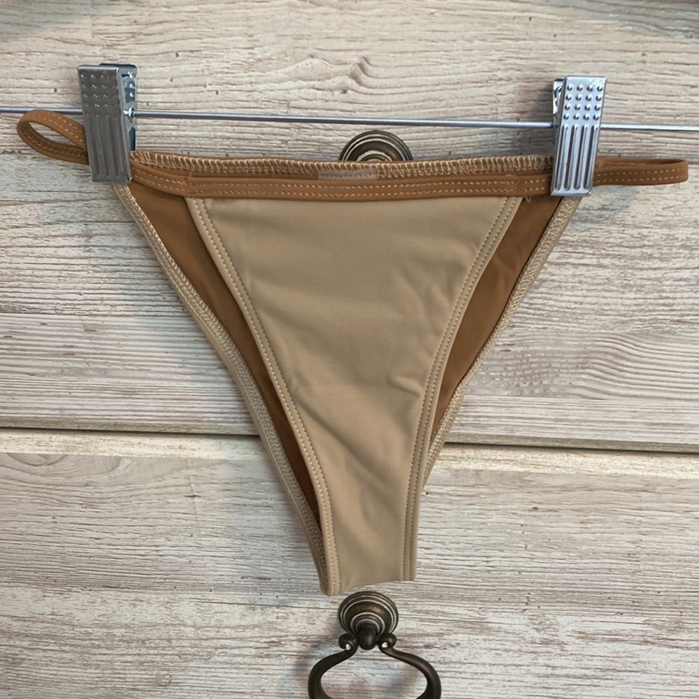Tribe Kelly, The Second String Bikini Bottoms, Color: Taupe, Size XS